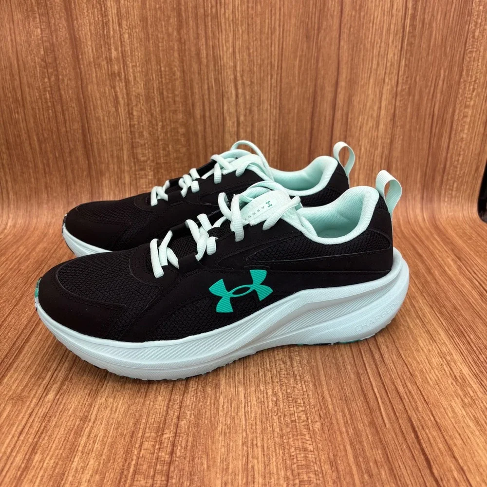 Under Armour GGS Assert 11 Youth 7Y Black Green Running Shoes 6006914-002 NEW